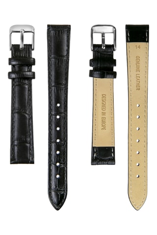Reloj de cuarzo de piel Davos - Negro y dorado