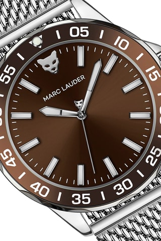 Reloj de cuarzo de acero Ljublijana - Plateado y marrón