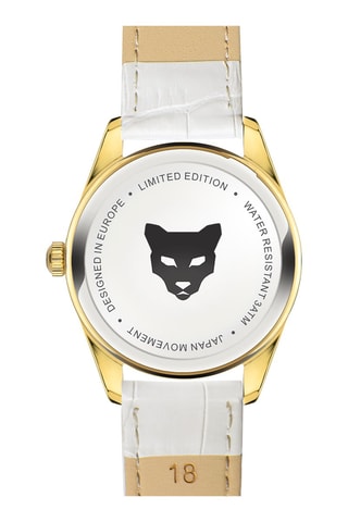 Reloj de cuarzo de piel y nácar - Blanco y dorado