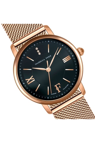 Estuche reloj de cuarzo de acero y diamantes y pulsera Aurora - Dorado