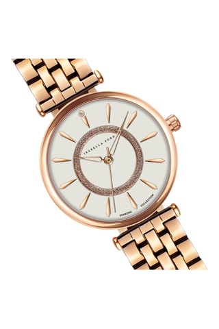 Reloj de cuarzo de acero y diamante y pulsera Zoe - Rosa dorado