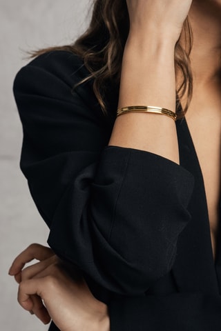 Reloj de cuarzo de acero y diamante y pulsera Nathalie - Dorado