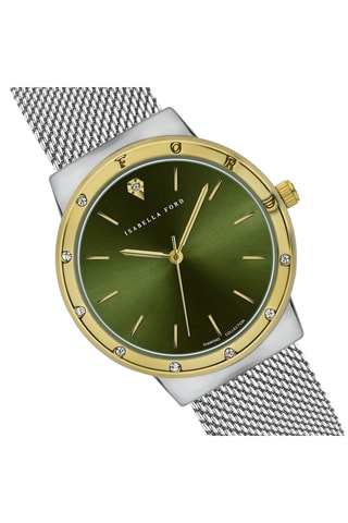 Reloj de cuarzo de acero y diamante y pulsera Olympe - Plateado y dorado
