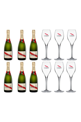 6 x Champagne Cordon Rouge Brut - 75 cl et 12 x flûtes à champagne - 15 cl