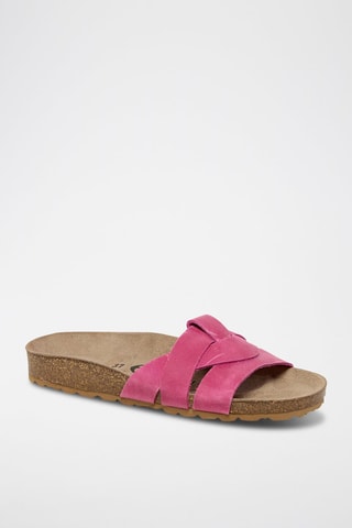 Mules en cuir - Fuchsia