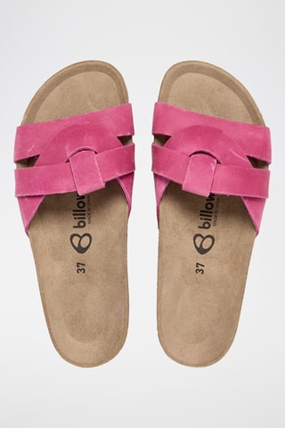 Mules en cuir - Fuchsia
