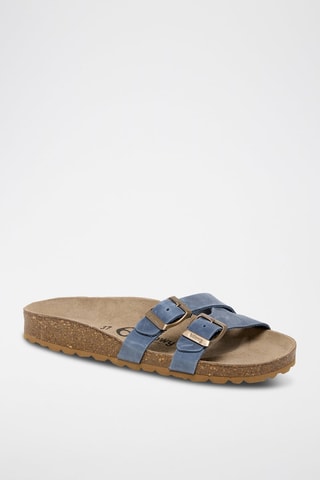 Mules en cuir - Bleu