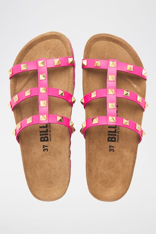 Mules en cuir - Fuchsia