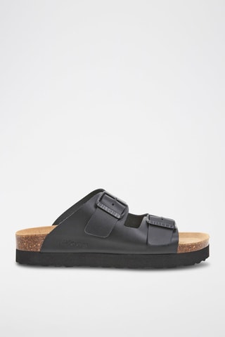 Mules plateformes en cuir - Noir
