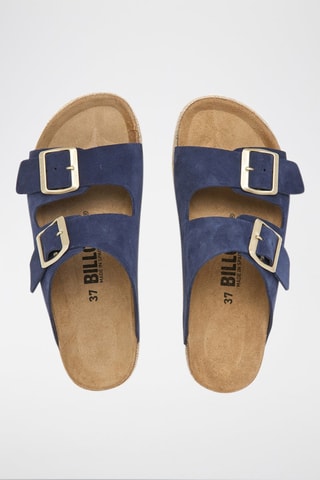 Mules plateformes en nubuck - Bleu