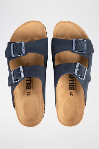 Mules en nubuck - Bleu foncé