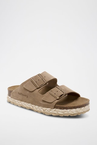 Mules plateformes en nubuck - Marron