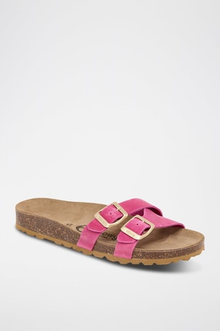 Mules en cuir - Fuchsia