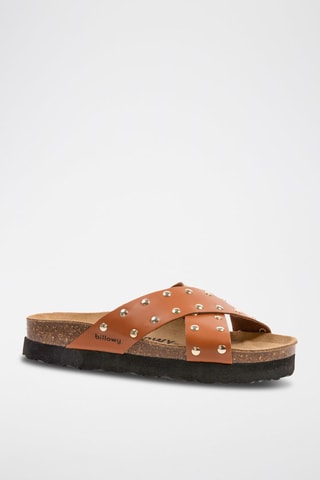 Mules plateformes en cuir - Marron