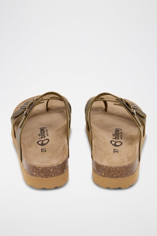Mules plateformes en cuir - Kaki