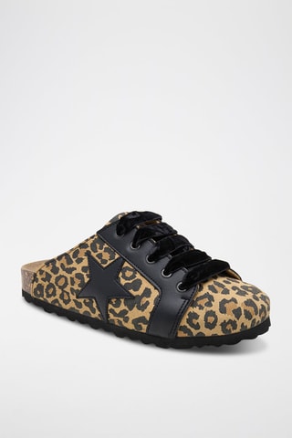 Mules en cuir - Marron et noir
