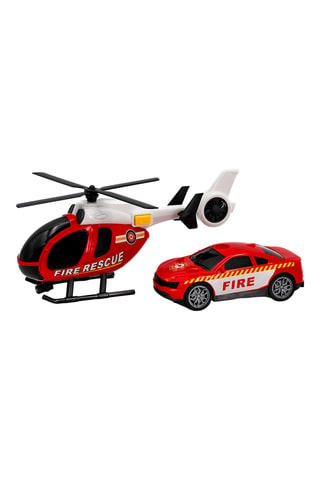 Juego de helicóptero y coche de bomberos - 2 piezas - Desde 4 años