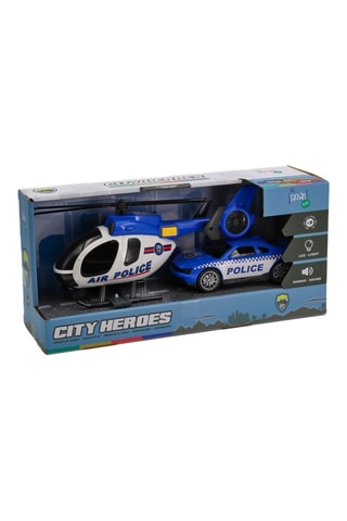 Juego de helicóptero y coche de policía - 2 piezas - Desde 4 años
