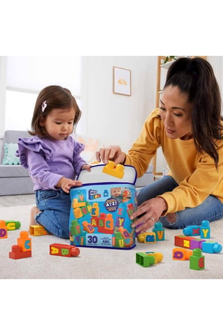 Juego de construcción de bloques con letras del abecedario - 30 piezas - Desde 1 año