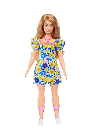 Muñeca Barbie Fashionista Vestido de flores Síndrome de Down - 5 piezas - Desde 3 años