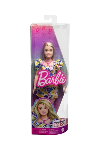 Muñeca Barbie Fashionista Vestido de flores Síndrome de Down - 5 piezas - Desde 3 años