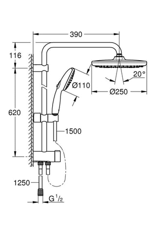 Barre de douche Quickfix avec inverseur - Vitalio Start System