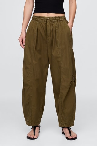 Pantalón loose de algodón orgánico - Caqui