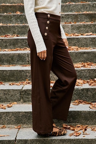 Pantalón recto de tiro alto Pauline - Marrón