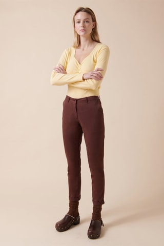 Pantalón chino recto 7/8 de algodón orgánico Provence - Marrón
