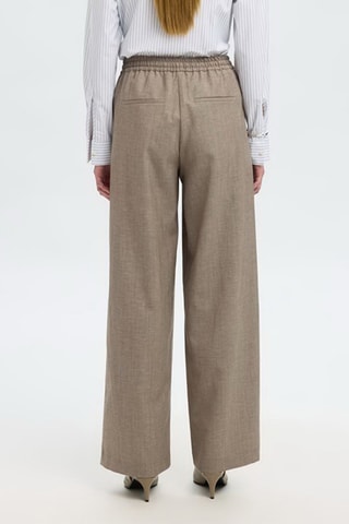 Pantalón de lana y lino - Beige - Selected
