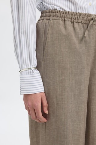 Pantalón de lana y lino - Beige - Selected