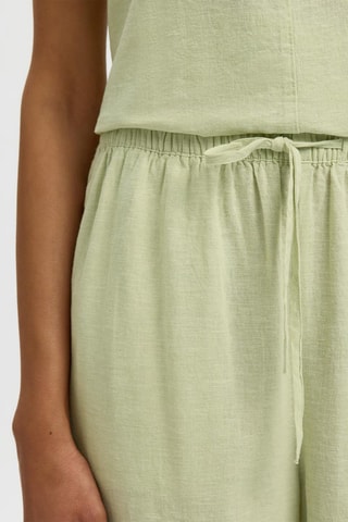 Pantalón de lino y algodón orgánico - Verde claro - Selected