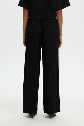 Pantalón de lino y algodón orgánico - Negro - Selected