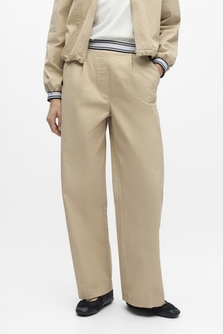 Pantalón wide leg de algodón orgánico - Beige - Selected