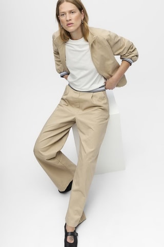 Pantalón wide leg de algodón orgánico - Beige - Selected