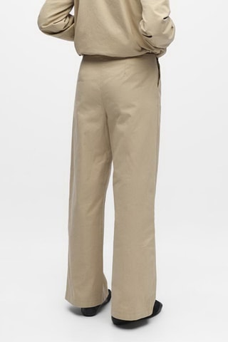 Pantalón wide leg de algodón orgánico - Beige - Selected