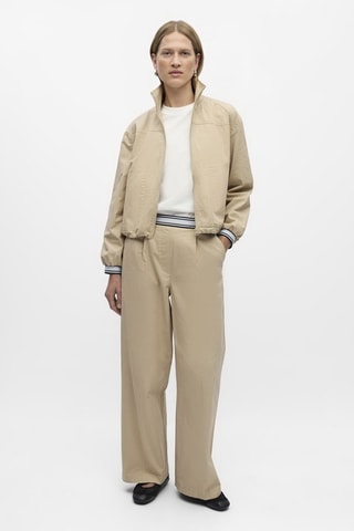 Pantalón wide leg de algodón orgánico - Beige - Selected