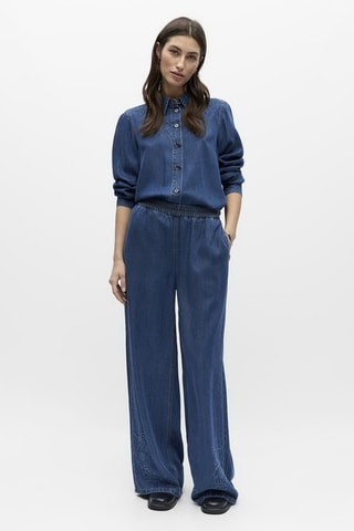 Pantalón wide leg - Azul - Selected
