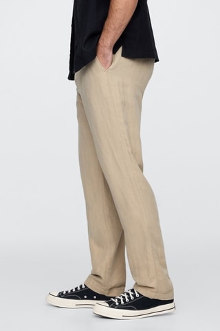 Pantalón straight fit de lino - Beige