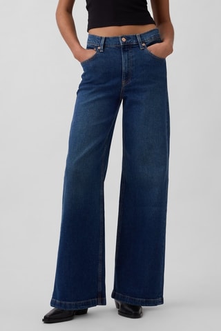 Vaquero wide leg de tiro alto - Azul oscuro