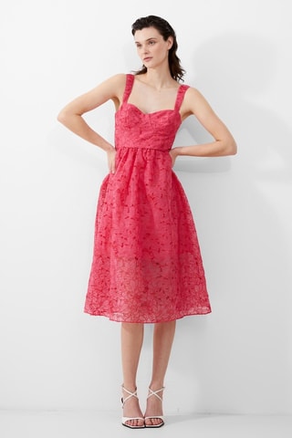 Vestido evasé de guipur Embroidered - Rosa