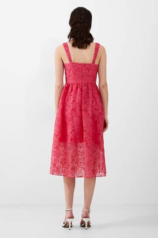 Vestido evasé de guipur Embroidered - Rosa