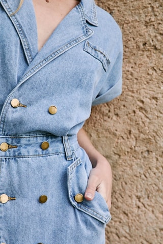 Vestido camisero vaquero Roxane - Celeste