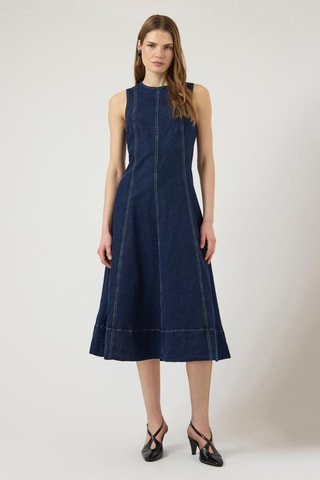 Vestido midi vaquero sin mangas - Azul denim - Selected