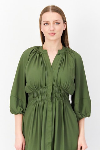 Vestido camisero Pleat - Caqui