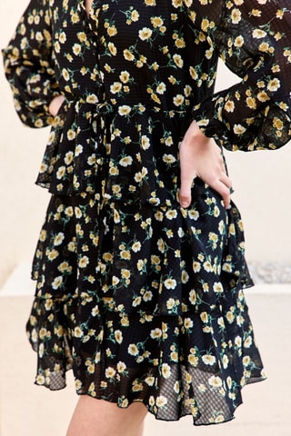 Vestido avolantado Rosette - Negro