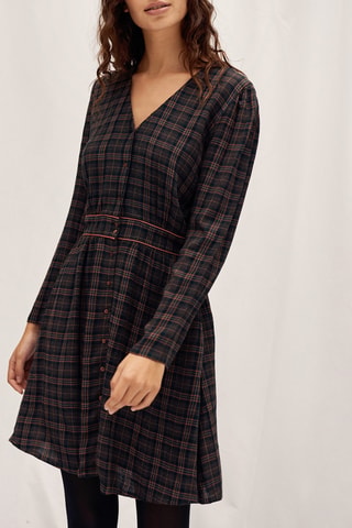 Vestido camisero de cuadros - Azul pato oscuro