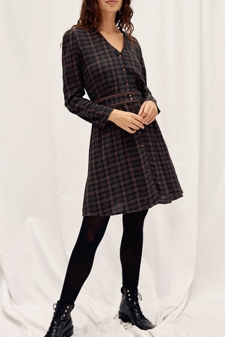 Vestido camisero de cuadros - Azul pato oscuro