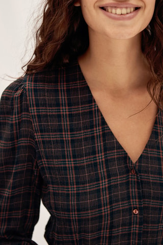 Vestido camisero de cuadros - Azul pato oscuro