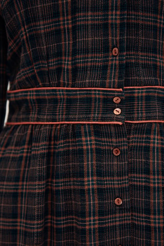 Vestido camisero de cuadros - Azul pato oscuro
